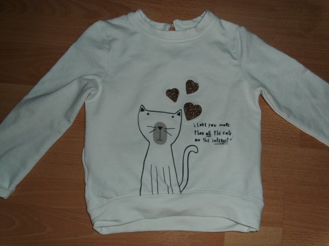 Sweatshirt von Mango Kids, wollweiß mit Motiv, Gr. 92