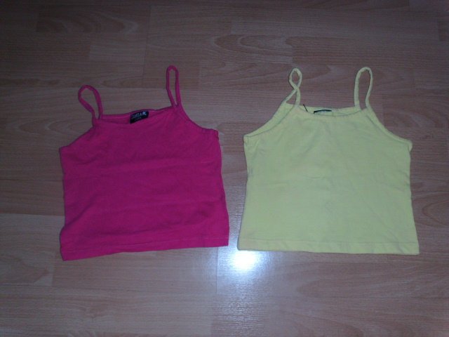 2 Tops von Daniela M., pink + gelb, Gr. 110/116