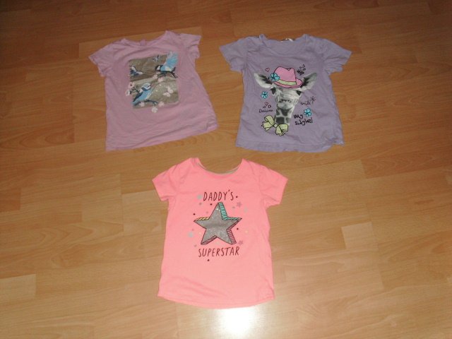 3 T-Shirts, mit Motiven, Gr. 122 /128