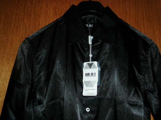 Satinbluse von Shengshan, schwarz, Gr. 38 Neu