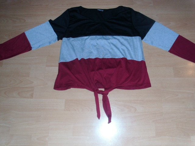 Knotenshirt von Shein, mit Blockstreifen, Gr. 44