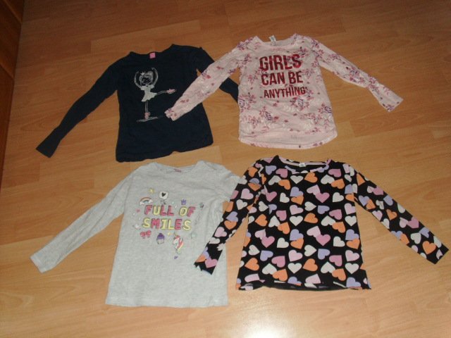 4 Langarmshirts von Dopodopo, mit Motiven, Gr. 128