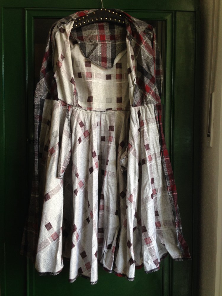 True Vintage Blusenkleid Midi kariert XS / 34
