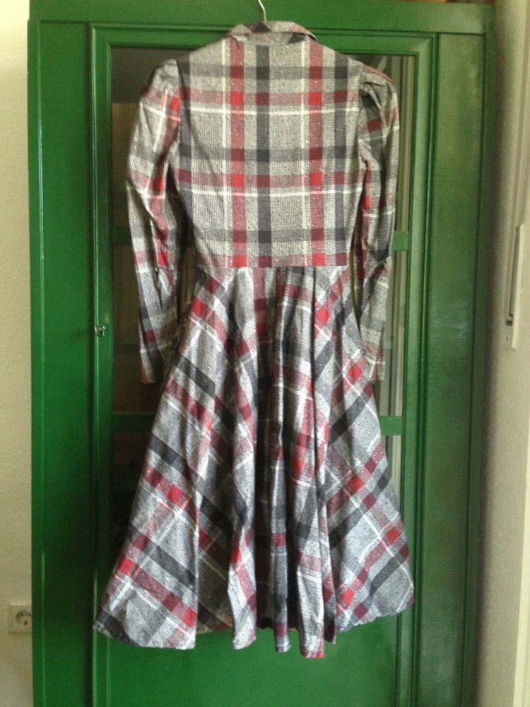 True Vintage Blusenkleid Midi kariert XS / 34