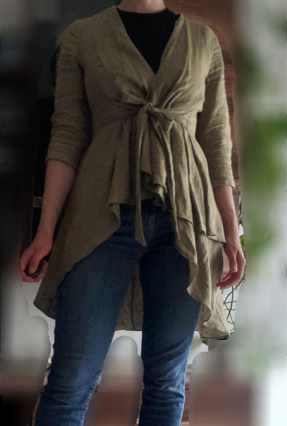 Leinenjacke mit Volant
