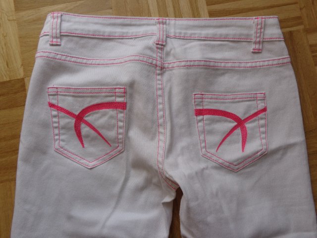 #Hose Jeans Gr. L bzw. ca. Gr. 38/40?, weiß mit pink