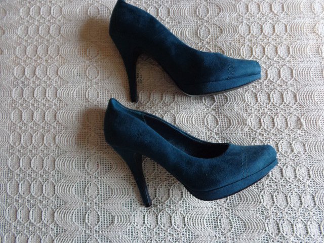 Pumps, High Heels, Gr. 39, petrol, wildlederartig, Graceland