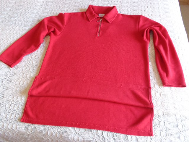 #Vintage - Shirt Langarm Rippen-Shirt, Polokragen mit RV, rot, ca. Gr. 38 bzw. ca. Gr. M