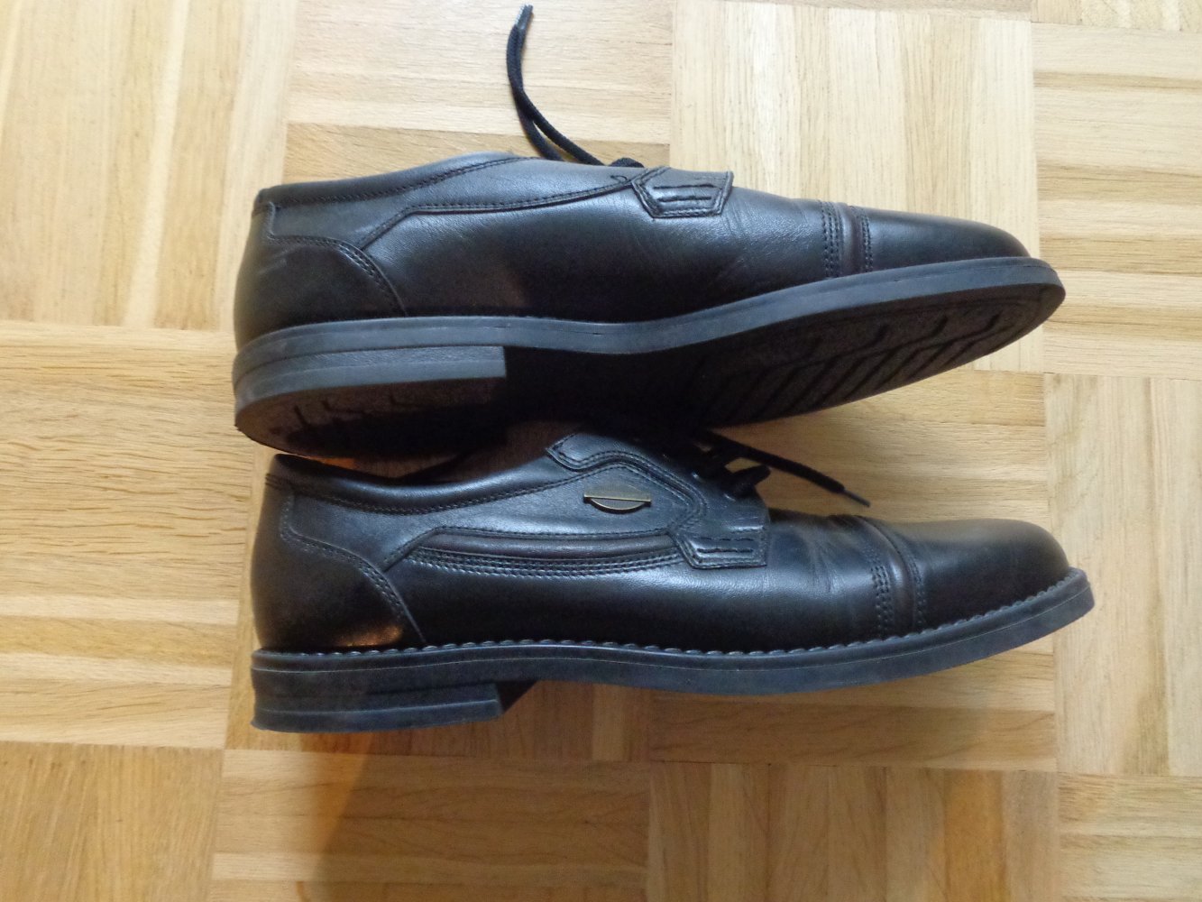 Vintage - Herren-Schuhe, Schnürschuhe, Gr. 41, schwarz/braun, gebraucht, Leder, Woodstone