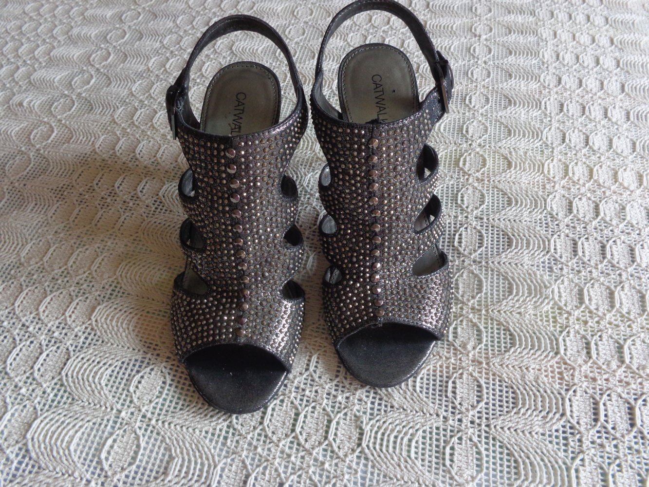 Sandaletten, High-Heels, Riemchenpumps, Gr. 39, anthrazit, Catwalk/Deichmann