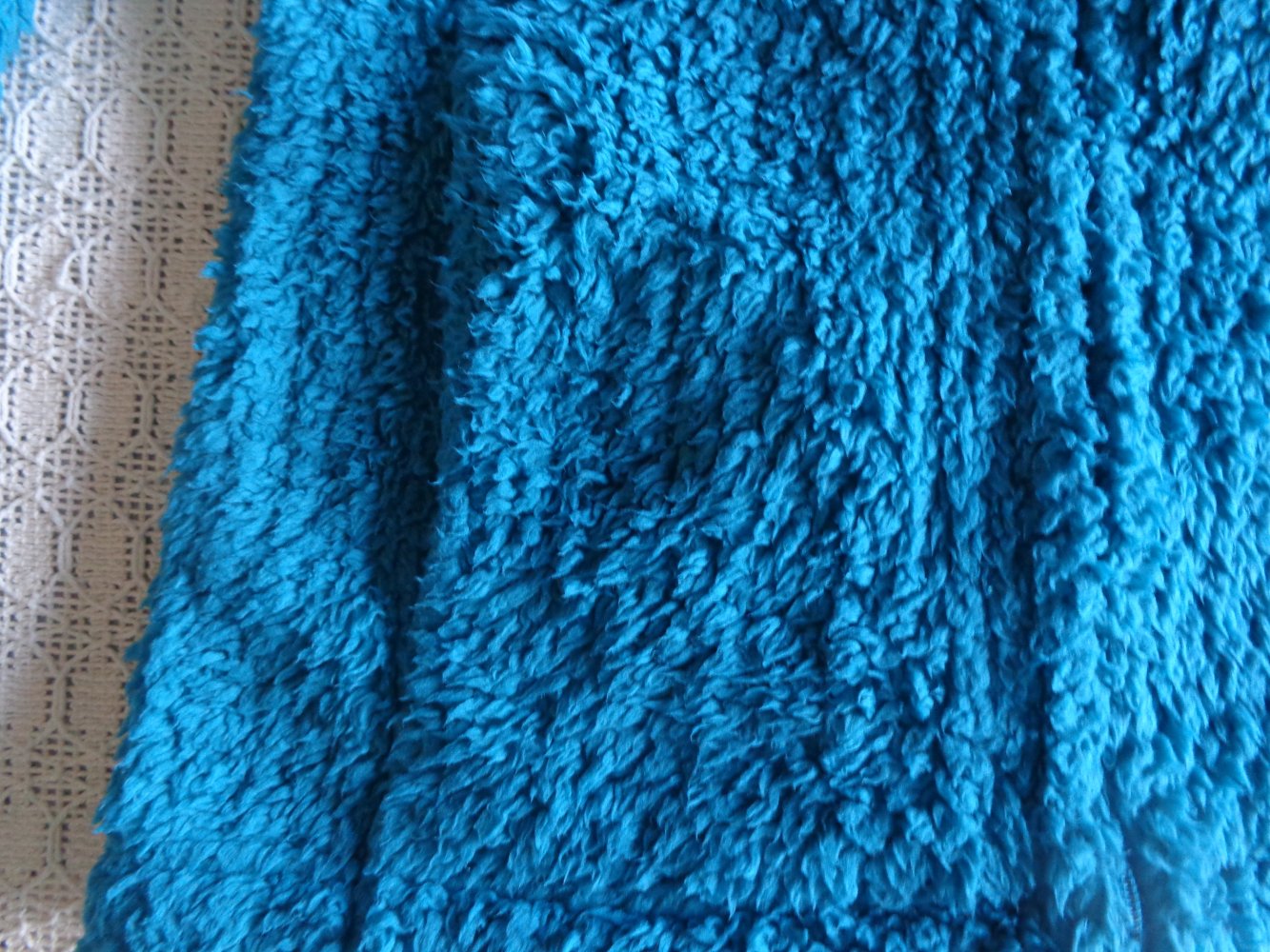 Teddyplüschjacke, Stehkragen, Gr. S bzw. ca. Gr. 36, smaragdfarben, RV