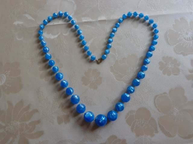 #Vintage Halskette Kette Modeschmuck Halsschmuck, hellblau, 60/70er-Jahre, Kunststoff