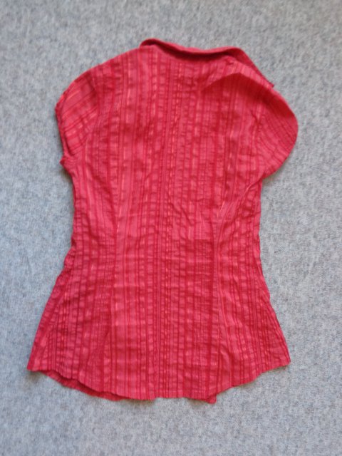 #Kurzarmbluse Bluse Kurzarm rot, gestreift, Gr. 34 gekrinkelt, Orsay