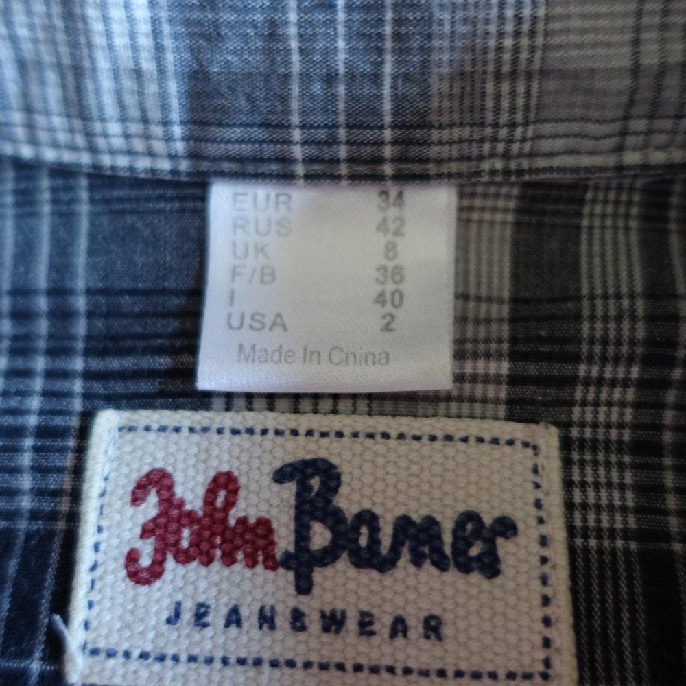 Vintage - Bluse - Stretch-Longbluse, Gr. 34 bzw. ca. Gr. XS, schwarz kariert