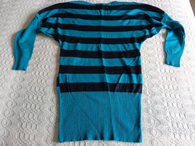Feinstrickpullover, 2in1-Pullover Vintage-Stil, Longpullover, ca. Gr. 34/36, smaragd/schwarz
