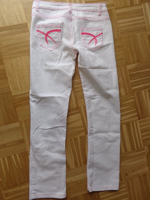 #Hose Jeans Gr. L bzw. ca. Gr. 38/40?, weiß mit pink