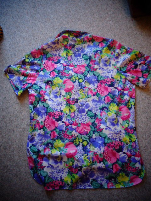 #Vintage Kurzarmbluse Bluse Gr. 38, Blumenmuster
