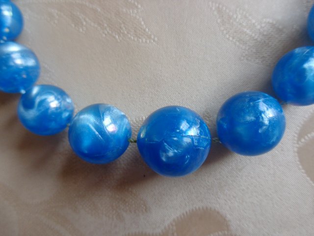 #Vintage Halskette Kette Modeschmuck Halsschmuck, hellblau, 60/70er-Jahre, Kunststoff