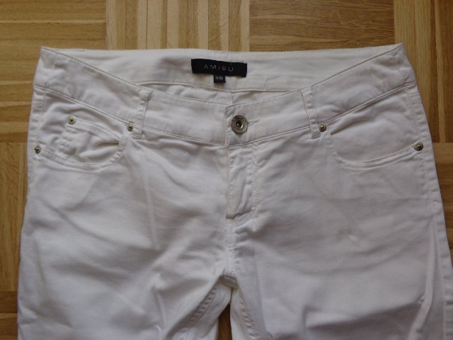 #Hose Jeans/jeansartig, dünnerer Stoff, Gr. 36 bzw. ca. Gr. S, weiß, Amisu