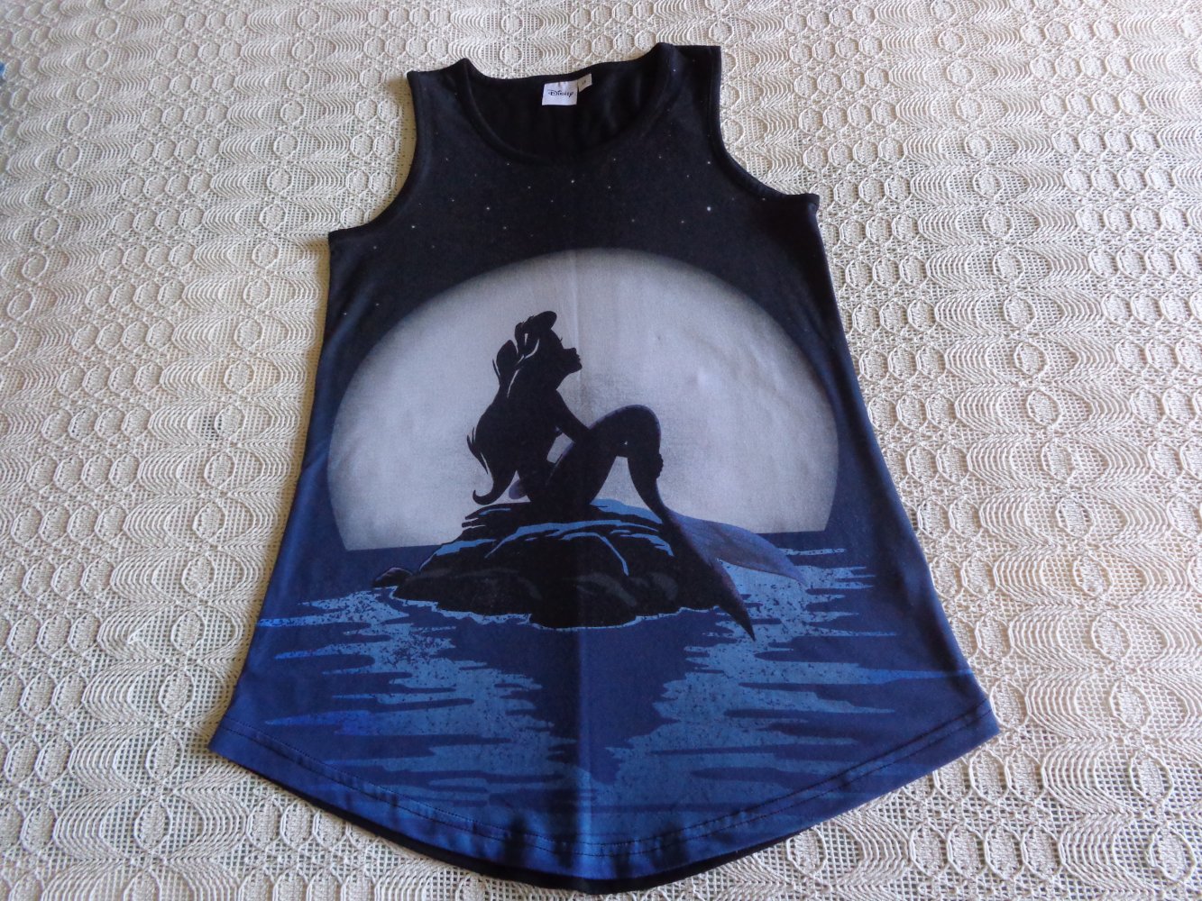 #Vintage - Top, Longtop, Gr. XS bzw. ca. Gr. 34, schwarz/blau, Disney