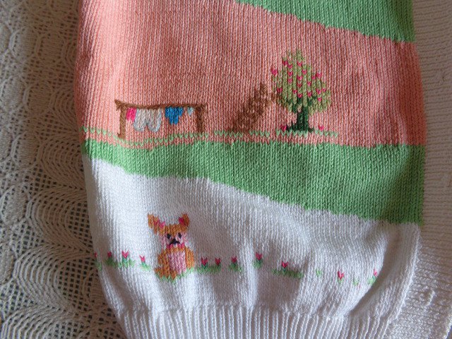 Pulloverjacke, Strickjacke, Jacke, Pullover, Kurzarm, Unikat, Handarbeit, ca. Gr. 146