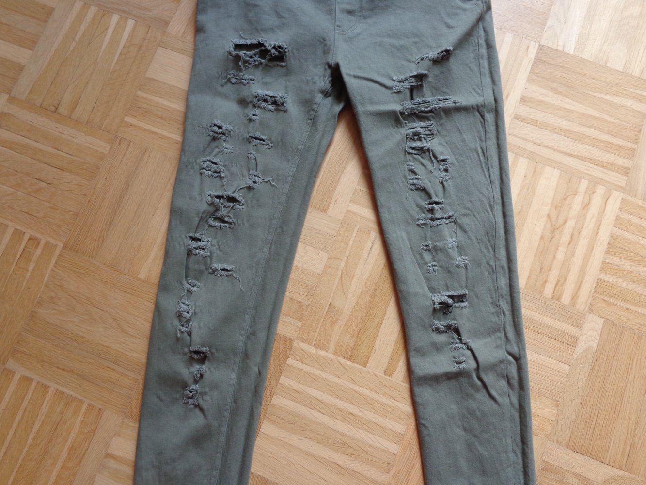 Vintage - Leggings im Jeans-Style, Hose, Gr. 42 bzw. ca. Gr. M/L, khaki, Laulia