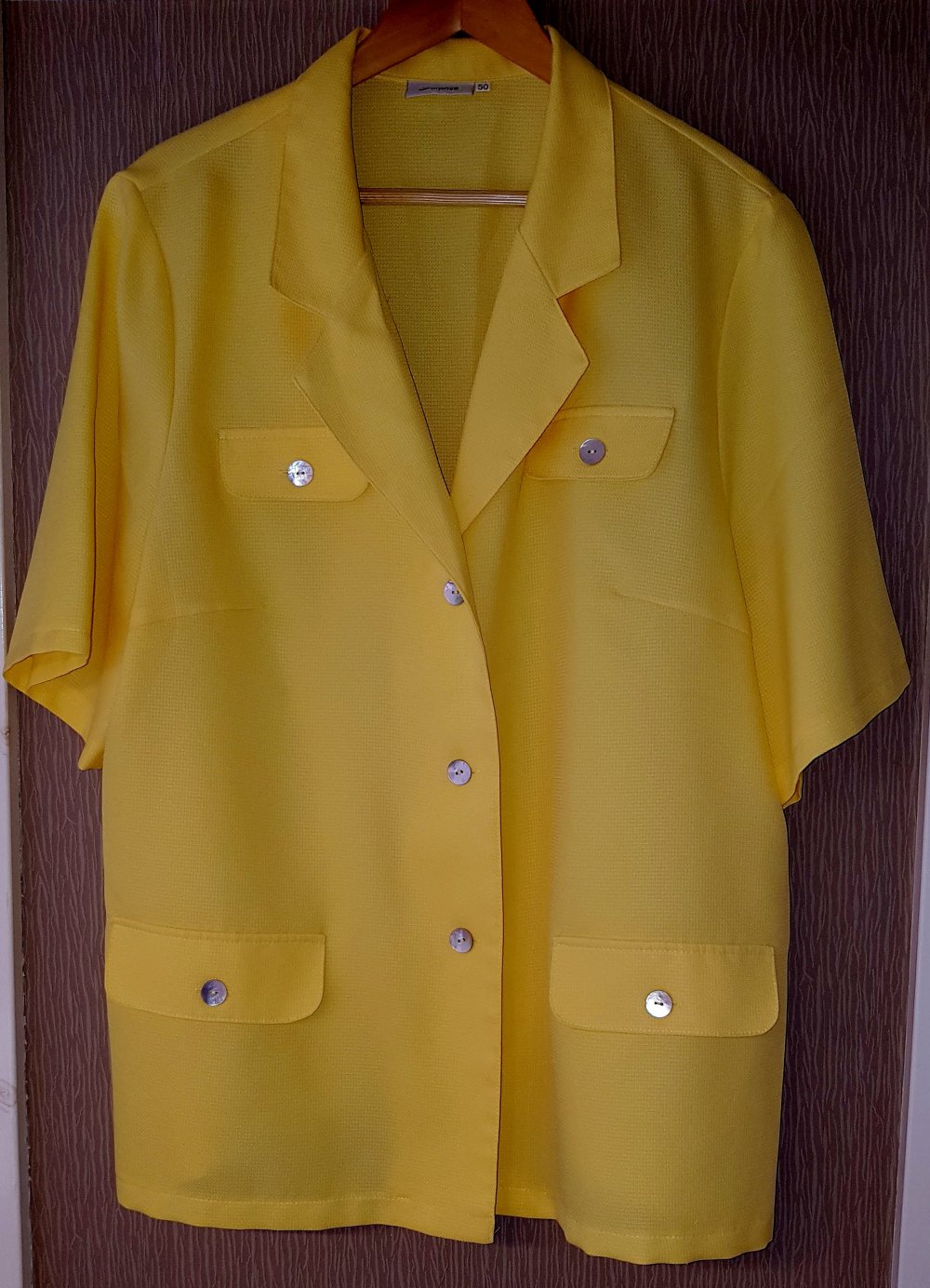 #Bluse Kurzarm Kurzarmbluse kanariengelb Gr. 50 bzw. ca. Gr. XXL