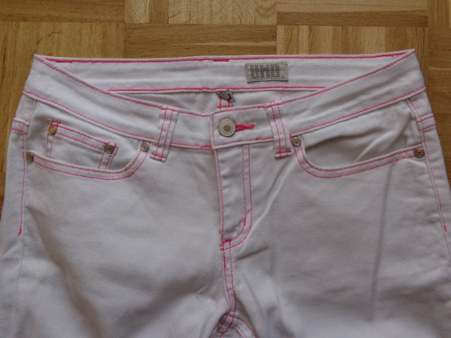 #Hose Jeans Gr. L bzw. ca. Gr. 38/40?, weiß mit pink