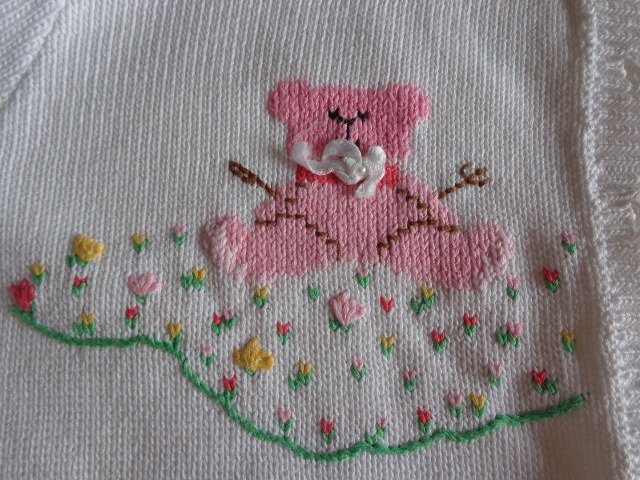 Pulloverjacke, Strickjacke, Kurzarm, Handarbeit, ca. Gr. 146/152, Unikat