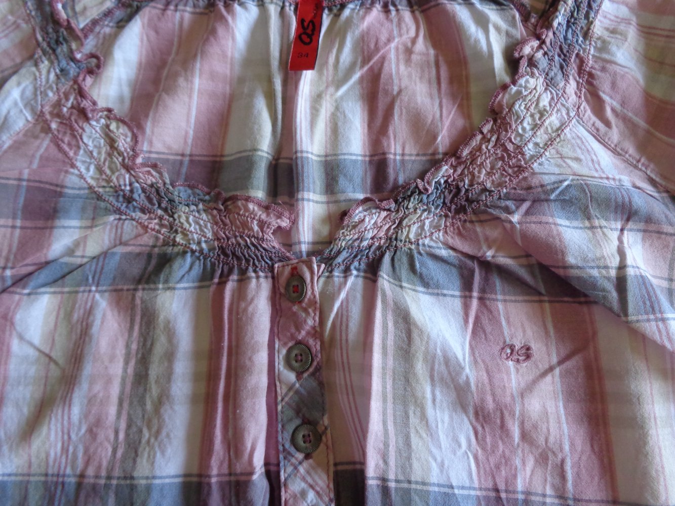 #Vintage - Bluse, Schlupfbluse, Karobluse, Gr. XS bzw. ca. Gr. 34, QS by s. Oliver