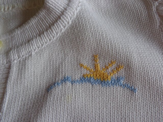 Pulloverjacke, Strickjacke, Kurzarm, Handarbeit, ca. Gr. 146/152, Unikat