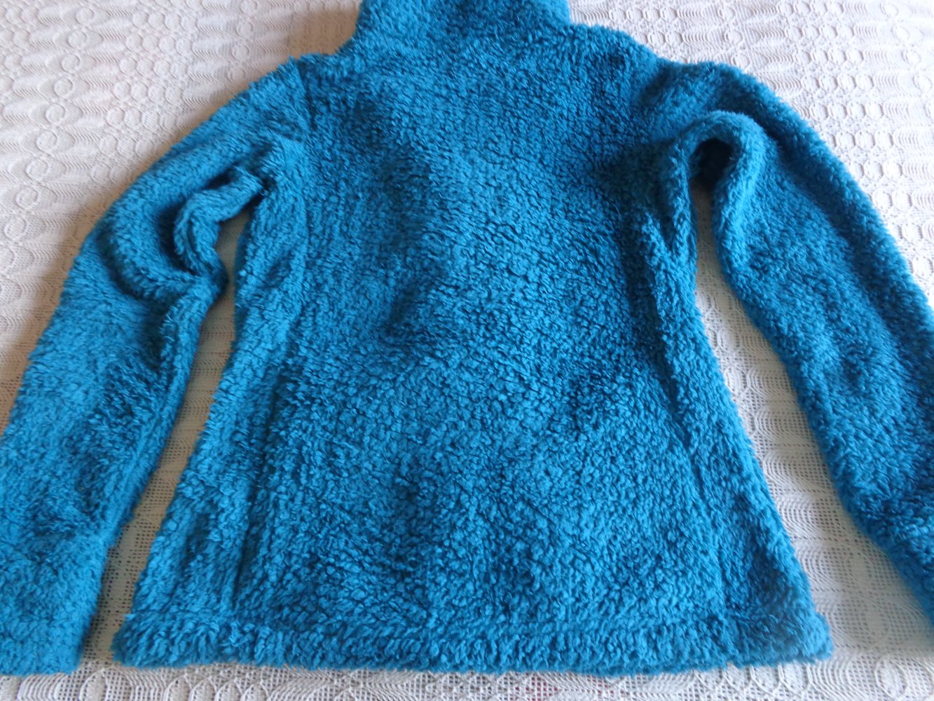 Teddyplüschjacke, Stehkragen, Gr. S bzw. ca. Gr. 36, smaragdfarben, RV