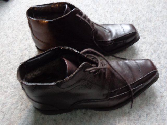 Herrenschuhe Stiefelette Gr. 41 braun Leder, Lammfell gefüttert