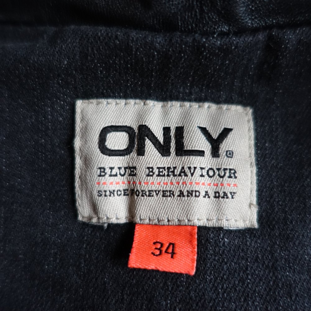 Weste, Jeans-Weste, schwarz/anthrazit, Gr. 34 bzw. ca. Gr. XS, Only, mit Leder