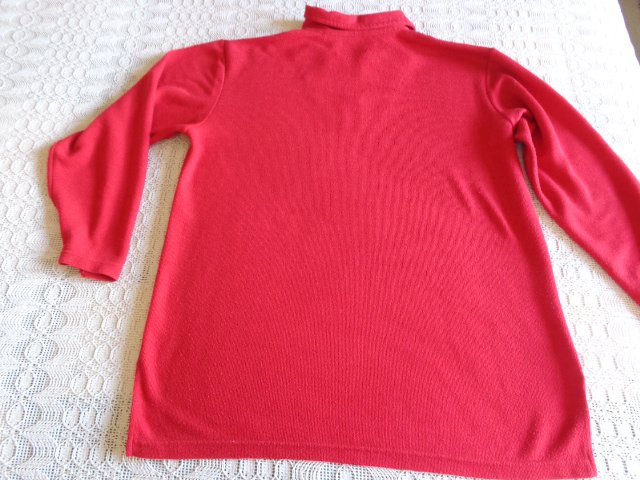 #Vintage - Shirt Langarm Rippen-Shirt, Polokragen mit RV, rot, ca. Gr. 38 bzw. ca. Gr. M