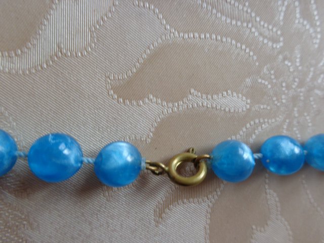 #Vintage Halskette Kette Modeschmuck Halsschmuck, hellblau, 60/70er-Jahre, Kunststoff