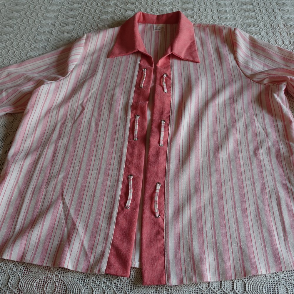 Set - 2-Teiler mit Leinenanteil, Bluse und Top, 3/4 Arm-Bluse, Blusenjacke, Top, Gr. XL ca. 48