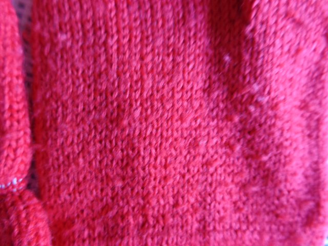 #Vintage - Handschuhe, Fingerhandschuhe, Strickhandschuhe, rot, mit Lochmuster