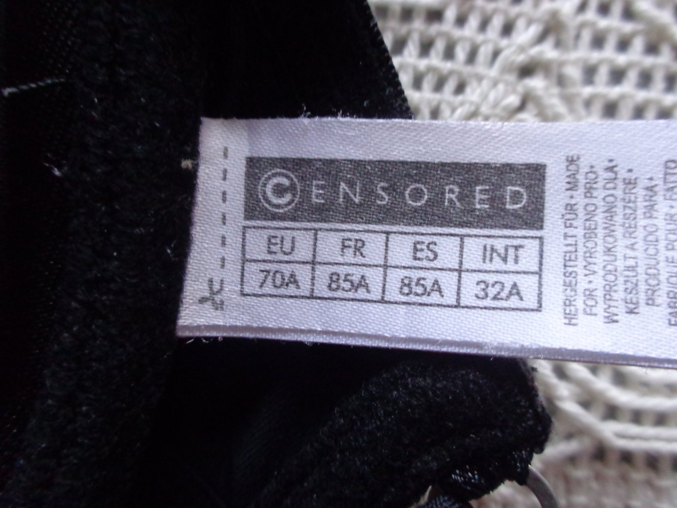 BH, Bügel-BH, Neckholder, schwarz, Gr. 70A Push-up, Censored