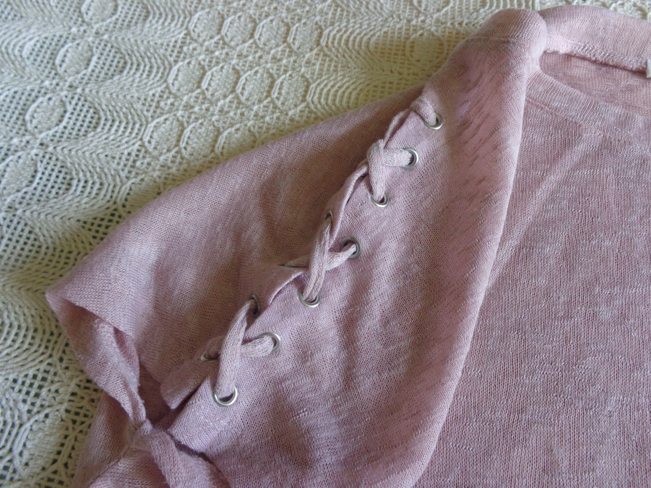 #Vintage - Shirt, Feinstrick, Gr. XS bzw. ca. Gr. 34, altrosa, Amisu