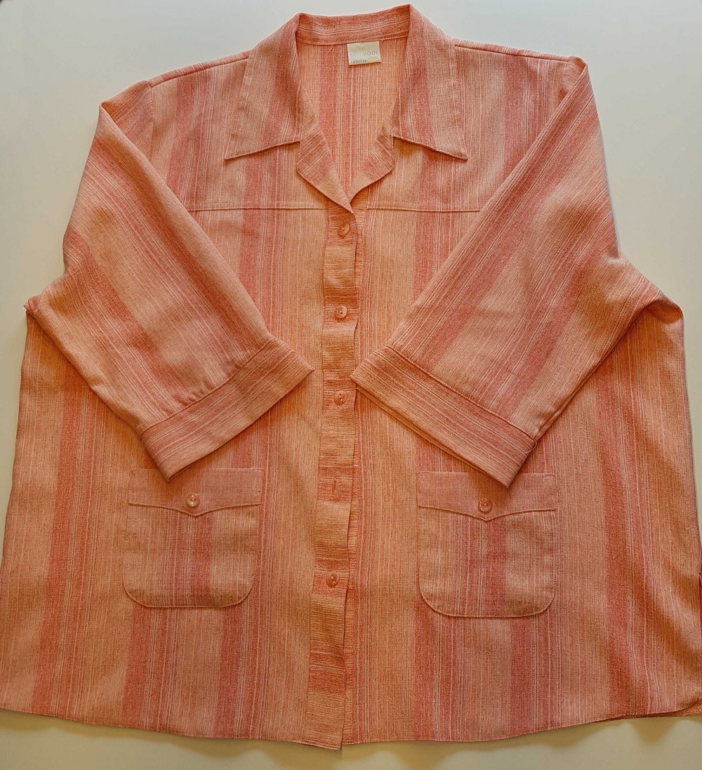 #Bluse 3/4-Arm-Bluse Blusenjacke Leinenbluse gestreift Gr. XL bzw. ca. Gr. 50