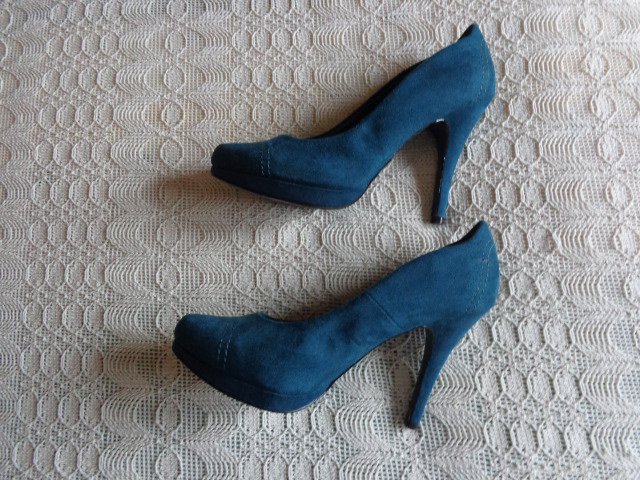Pumps, High Heels, Gr. 39, petrol, wildlederartig, Graceland
