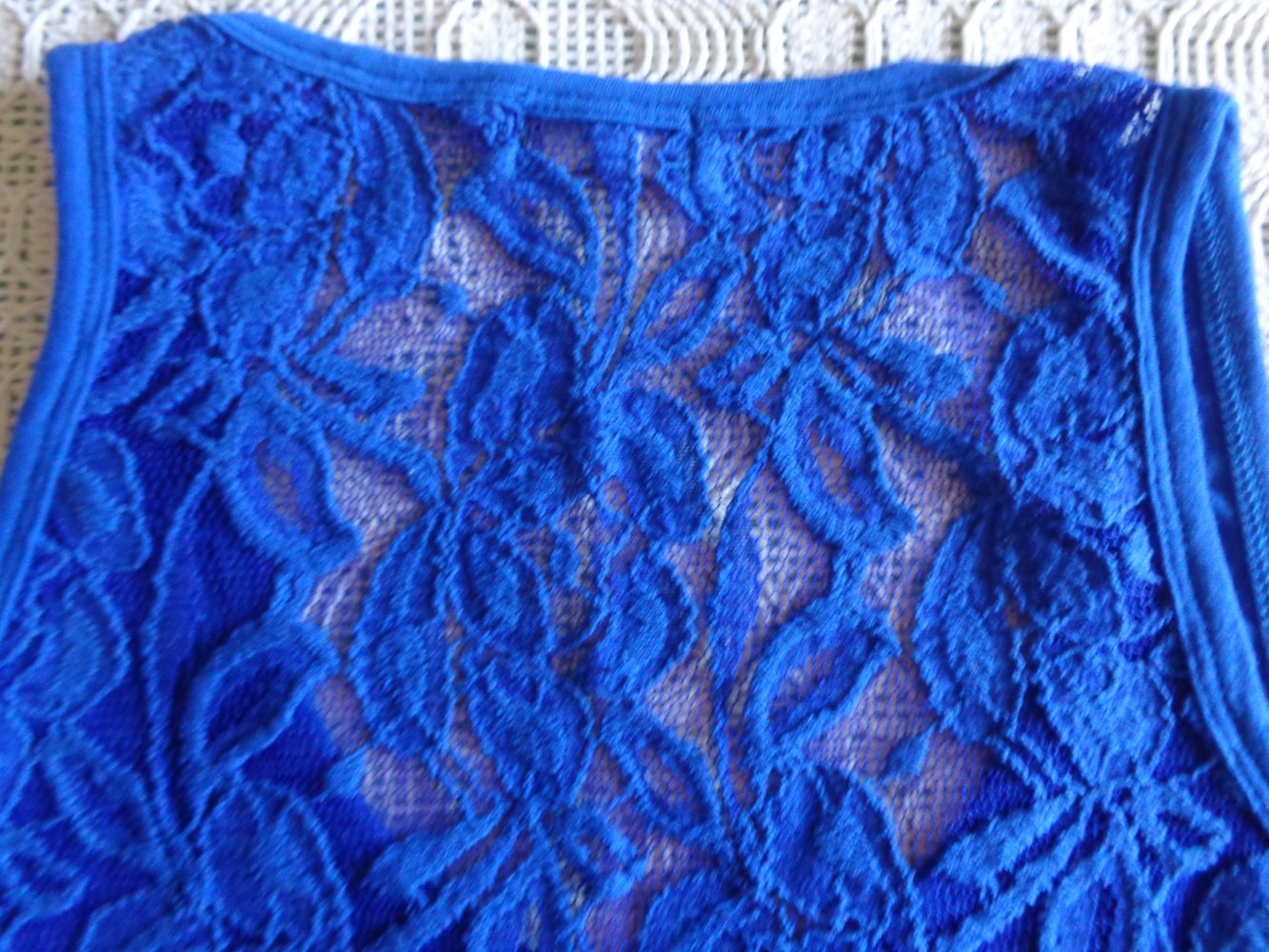 Vintage - Top, Longtop, ca. Gr. 34/36 bzw. ca. Gr. XS/S, royalblau, Pailletten