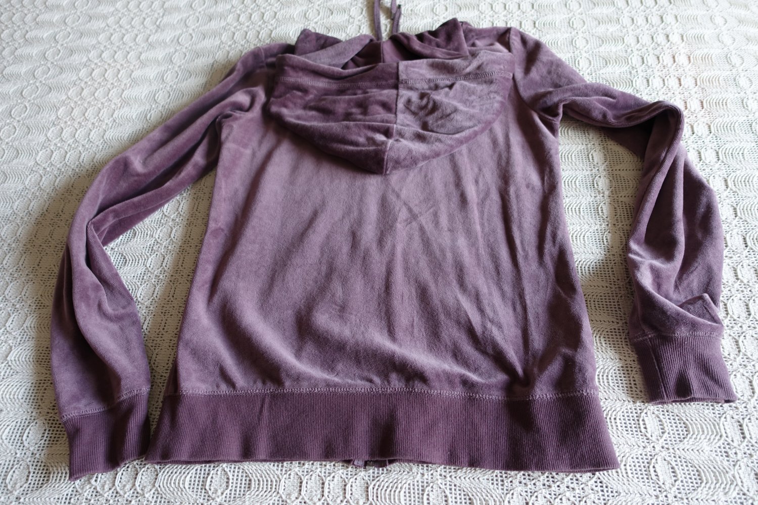 Kombi-Jogging-Anzug, Nickystoff, RV-Jacke mit Kapuze Gr. S, Hose Gr. M, auberginefarben