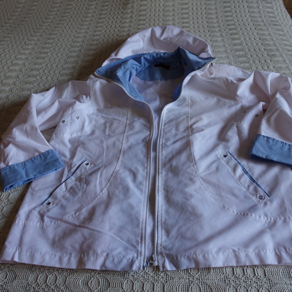 Jacke, Kapuzenjacke, weiß/hellblau, Gr. XL, Marke: FRANZTEX