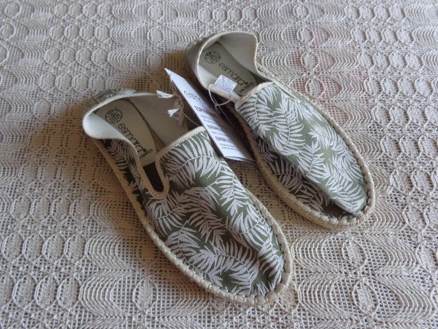 Schuhe, Stoffschuhe, Damen, Espandrillos/Espadrille, khaki, Gr. 39/40, NEU