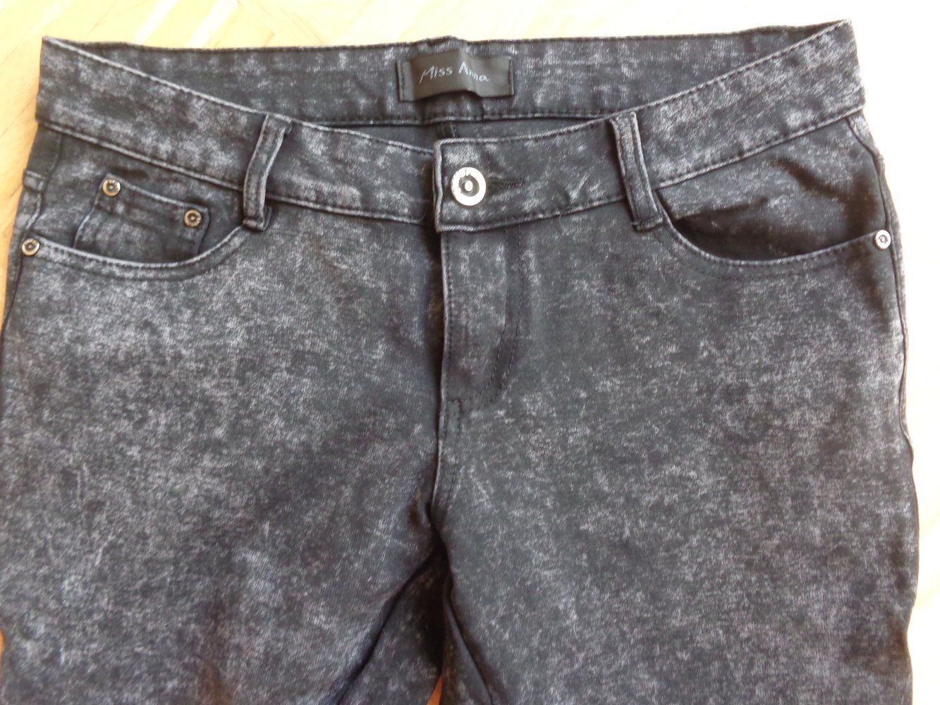 Vintage - Jeans, Hose, Jeanshose, Gr. 40 bzw. ca. Gr. M/L, Low Waist, schwarz, Miss Anna