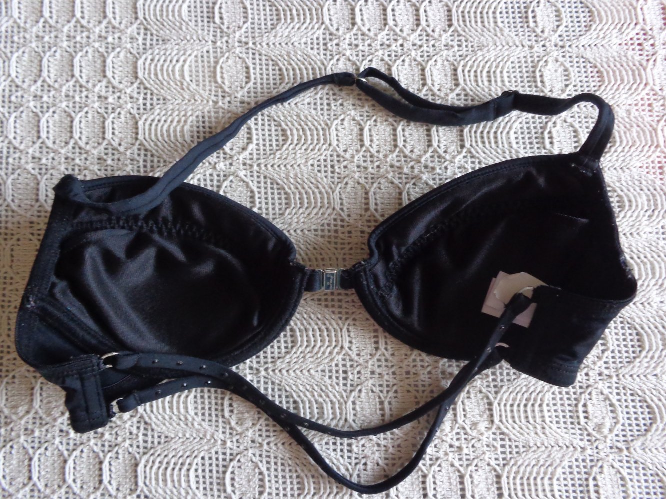 BH, Bügel-BH, Neckholder, schwarz, Gr. 70A Push-up, Censored