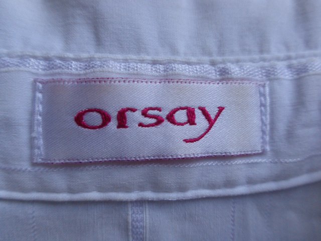 #Bluse Langarm Langarmbluse Gr. 34 weiß, in sich gestreift, Orsay