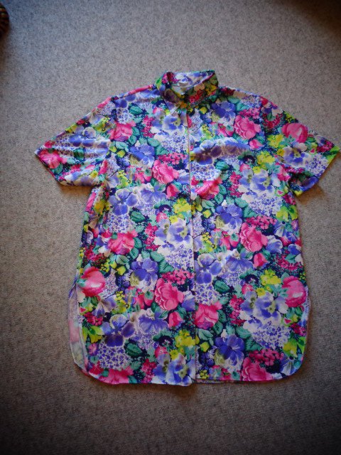 #Vintage Kurzarmbluse Bluse Gr. 38, Blumenmuster